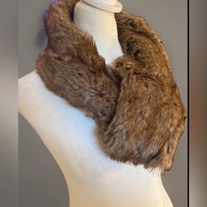 Vintage Brown Fur Collar Scarf - Women's Accessory